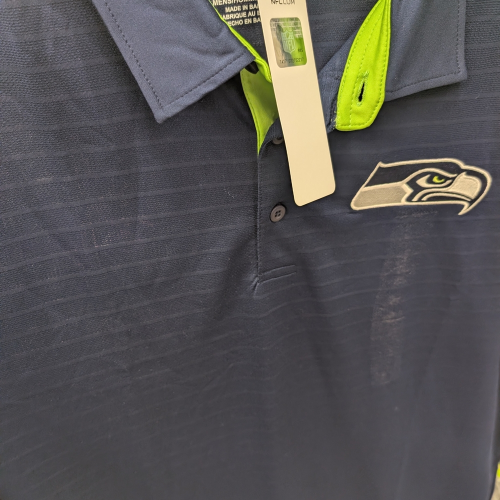 Men's Blue and Green Seattle Seahawks Polo 2XL